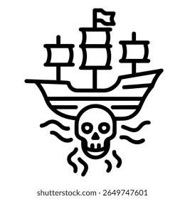 ícone de linha criatura mítica Flying Dutchman vetor sobre fundo branco
Ícone de linha de vetor no plano de fundo branco