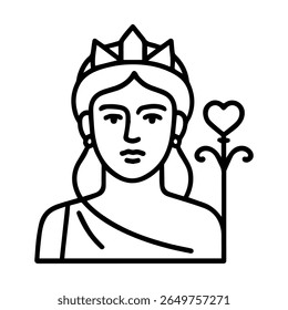 line icon mythical creature Hera vector on white background
Vector line icon on white background