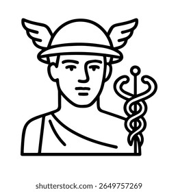line icon mythical creature Hermes vector on white background
Vector line icon on white background