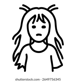 line icon mythical creature Kikimora vector on white background
Vector line icon on white background