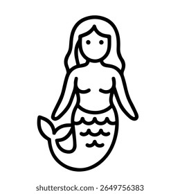 ícone de linha criatura mítica vetor sereia sobre fundo branco
Ícone de linha de vetor no plano de fundo branco