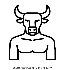 line icon mythical creature Minotaur vector on white background
Vector line icon on white background