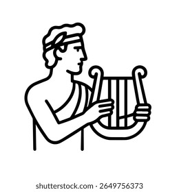 line icon mythical creature Orpheus with lyre vector on white background
Vector line icon on white background