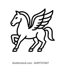 line icon mythical creature Pegasus vector on white background
Vector line icon on white background