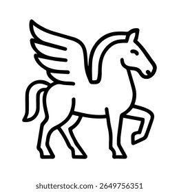 line icon mythical creature Pegasus vector on white background
Vector line icon on white background
