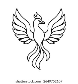 ícone de linha criatura mítica phoenix fenghuang vetor no fundo branco
Ícone de linha de vetor no plano de fundo branco