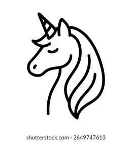 ícone de linha criatura mítica vetor unicórnio no fundo branco
Ícone de linha de vetor no plano de fundo branco