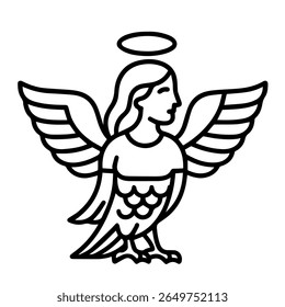 line icon mythical Sirin vector on white background
Vector line icon on white background