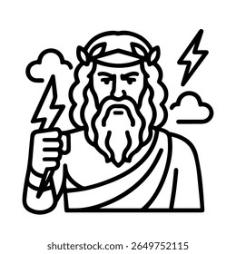 ícone de linha mítico vetor Zeus no fundo branco
Ícone de linha de vetor no plano de fundo branco
