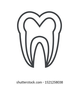 Line icon nerve in tooth. Simple vector illustration with ability to change.