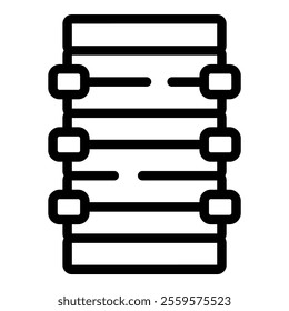 Line icon of a network server processing data with multiple connections