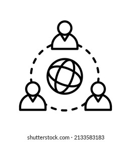 line icon networking global network