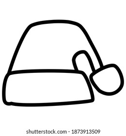 Line icon New Year's festive cap. Simple Santa Claus hat on a white background.