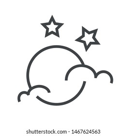 Line icon night moon. Simple vector illustration with ability to change.