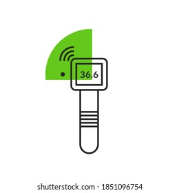 Line icon of non-contact infrared thermometer.Vector illustration.