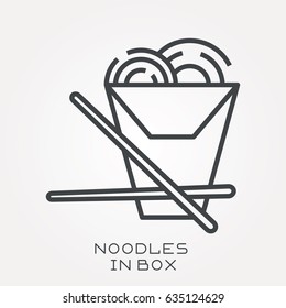 Line icon noodles in box