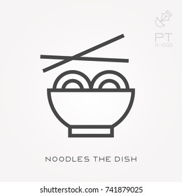 Line icon noodles dish