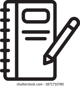 Line icon notebook, icon education can be used for mobile app, website, infographic, with eps file editable, etc