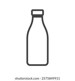 line icon nutritious drink dairy product comes in a classic glass milk bottle