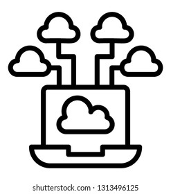 Line icon ofcloud connections 