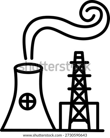 Line icon of an oil refinery and oil rig.