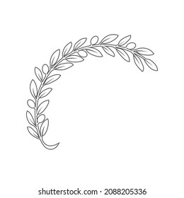 Liniensymbol für Olivenzweig einzeln auf weißem Hintergrund.