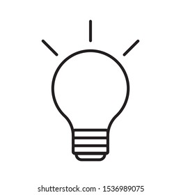 Line icon on white isolated background. Light bulb symbol on isolated background. Electric energy symbol with light. Idea, creativity sign. Vector illustration