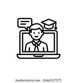 Icono de línea Vector de curso en línea sobre fondo blanco
Icono de línea de Vector sobre fondo blanco