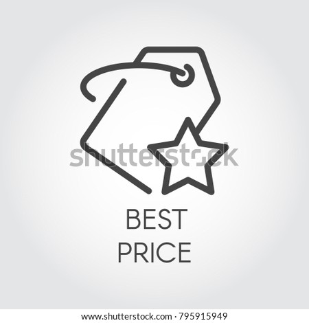 Line icon for online orders and purchases for best price. Simple linear badge price-tag with star for stores, booking sites and mobile apps. Promotion and advertising sign. Vector illustration