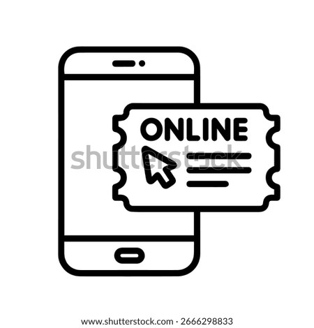 Line icon online ticket vector on white background
Vector line icon on white background