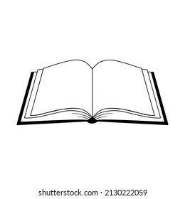 Line Icon of open book. Vector outline illustration of isolated on white background. Reading symbol