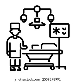 A line icon of an operating room 