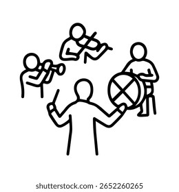 line icon Orchestra vector on white background
Vector line icon on white background
