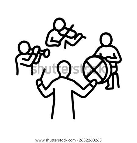 line icon Orchestra vector on white background
Vector line icon on white background