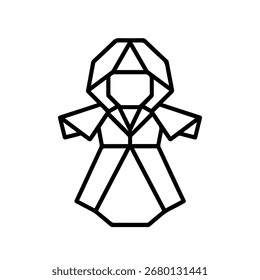 Line icon origami doll vector on a white background
Vector icon on a white background