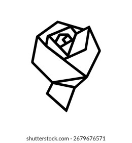 Liniensymbol Origami, Rosenvektor auf weißem Hintergrund
Vektorsymbol auf weißem Hintergrund