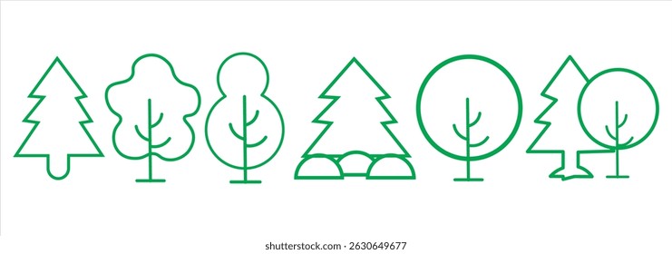 line icon. Outdoor, landscape, tourism, resting on a nature. Linear illustration, editable strokes, outline pictogram forest icon set EPS 10