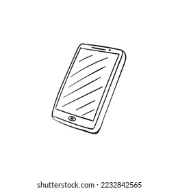 Icono de línea delinear el dibujo lineal de la mano del icono Estilo Viejo Esbozo de teléfono móvil del Vector de iconos de línea de teléfono minimalista. Icono de esquema telefónico simple para concepto de conexión o llamada