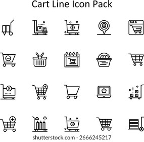 Paquete de iconos de línea - Carrito (20 iconos)
