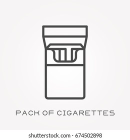 Line icon pack of cigarettes
