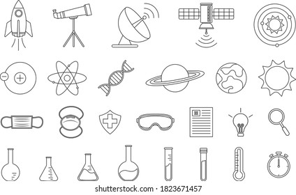 Line icon pack, Simple Set of flat design with elements for science concept 