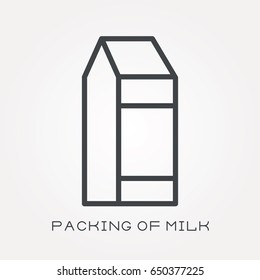 Line icon packing of milk