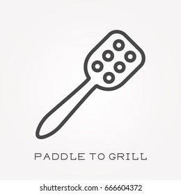 Line icon paddle to grill