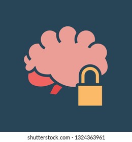 Line icon padlock of brain