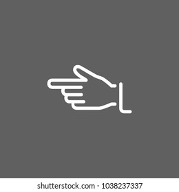 Line icon of palm showing direction. Direction, indication, advertising. Gesture concept. Can be used for web design, network icons and pictograms