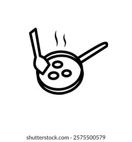 Line icon of a pan and egg