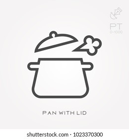 Line icon pan with lid