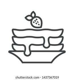 Line icon pancakes with jam. Simple vector illustration with ability to change.