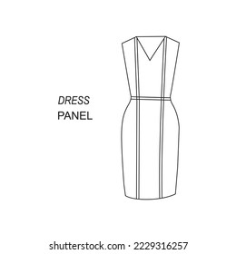 Ilustración del Vector de Vestido del panel de iconos de línea. Esquema Vestido sin manchas Icono de vector lineal aislado en fondo blanco. Vestido lineal simple para el verano. Silhouette moderna de vestir de mujer