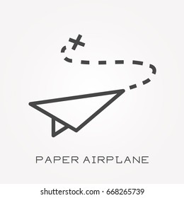 Line icon paper airplane